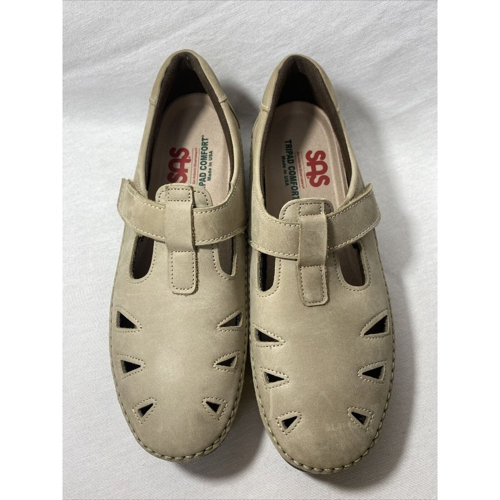 SAS Roamer Tripad Comfort Womens Sz 9.5 W Tan Beige Mary Jane Shoes USA Made